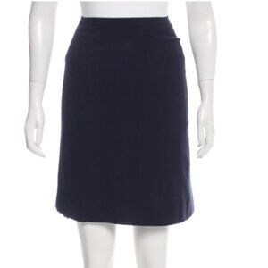 Chanel Dark Slate-layered Wool Skirt Sz XS